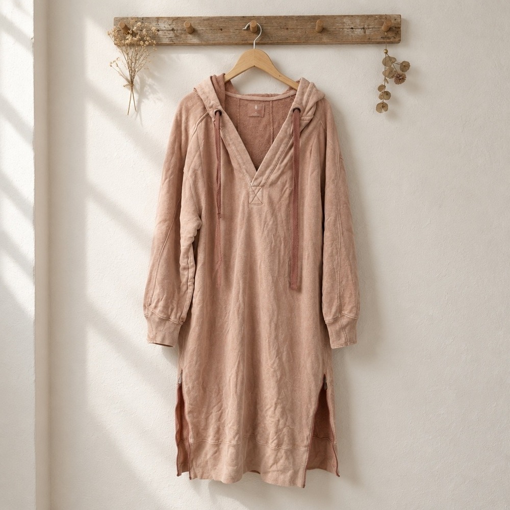 Free People Movement FP Zipped Up Hoodie Dress Peach Terracotta Medium
